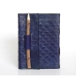 Preview: Notizbuch, Ledereinband blau - mit Holzstift