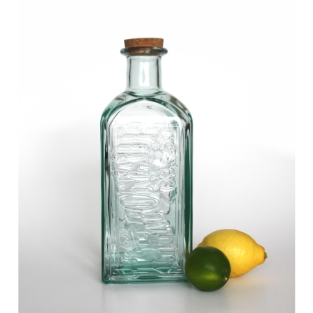 Flasche 2 Liter , Lemonade-Relief,  Recyclingglas, Korkverschluss, Mediterranea Lifestyle