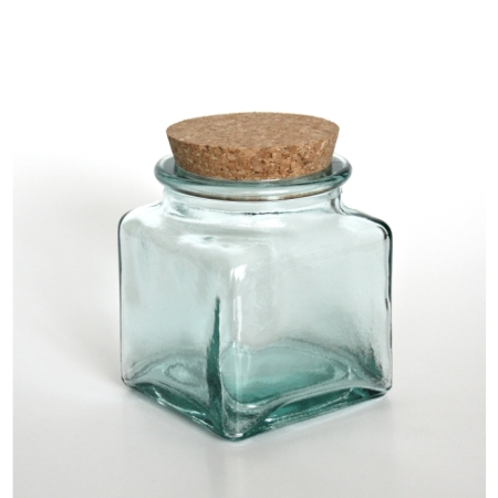 PUCHADES Vorratsglas / Vorratsbehälter, 0,5 Liter, Recyclingglas, Korkverschluss, Mediterranea Lifestyle, recyceltes Glas