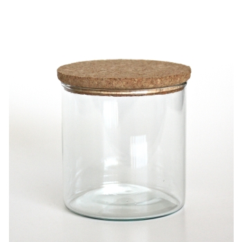 VARI Vorratsglas / Aufbewahrungsglas mit Korkdeckel, 300 cc, Recyclingglas, handgearbeitet