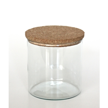 Preview: VARI Vorratsglas / Aufbewahrungsglas mit Korkdeckel, 300 cc, Recyclingglas, handgearbeitet, recyceltes Glas