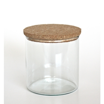 Preview: VARI Vorratsglas / Aufbewahrungsglas / Glasdose mit Korkdeckel, 300 cc, Recyclingglas, handgearbeitet