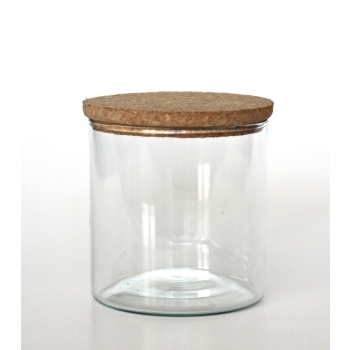 Preview: VARI Vorratsglas / Aufbewahrungsbehälter mit Korkdeckel, 300 cc, Recyclingglas, handgearbeitet, recyceltes Glas