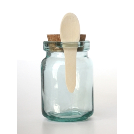 CUCHARA Vorratsglas mit Holzlöffel, 250 cc, Recyclingglas, Mediterranea Lifestyle, recyceltes Glas, Kräuterglas, Gewürzglas