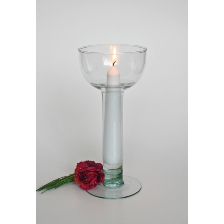 BRUSELA Kerzenhalter zum Befüllen mit Wasser / Windlicht, Recyclingglas, handgearbeitet, recyceltes Glas