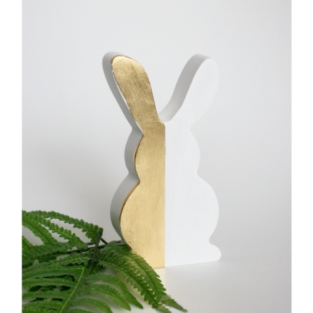 Deko-Figur Hase, 17 cm, reine Handarbeit, hergestellt in Deutschland, handkoloriert und handverziert