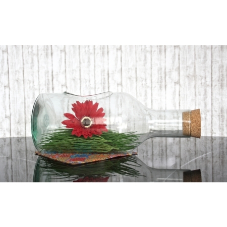 Flaschenvase / Terrarium-Vase / Pflanzgefäß / Kakteenvase, Recyclingglas, hergestellt in Europa, recyceltes Glas