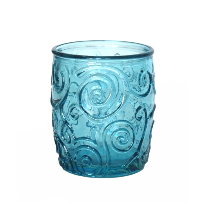 Wasserglas / Saftglas / Allzweckglas, Ornamente, hellblau, Recyclingglas, Mediterranea Lifestyle