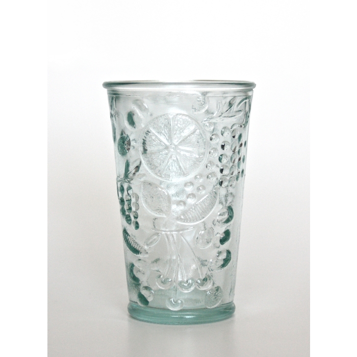 FRESH Wasserglas / Saftglas, Frucht-Motiv, Recyclingglas, Trinkglas recyceltes Glas