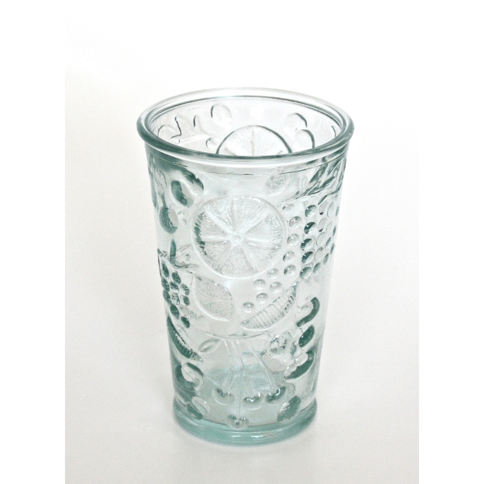 FRESH Wasserglas / Saftglas / Glasbecher, Frucht-Motiv, Recyclingglas, Trinkglas recyceltes Glas
