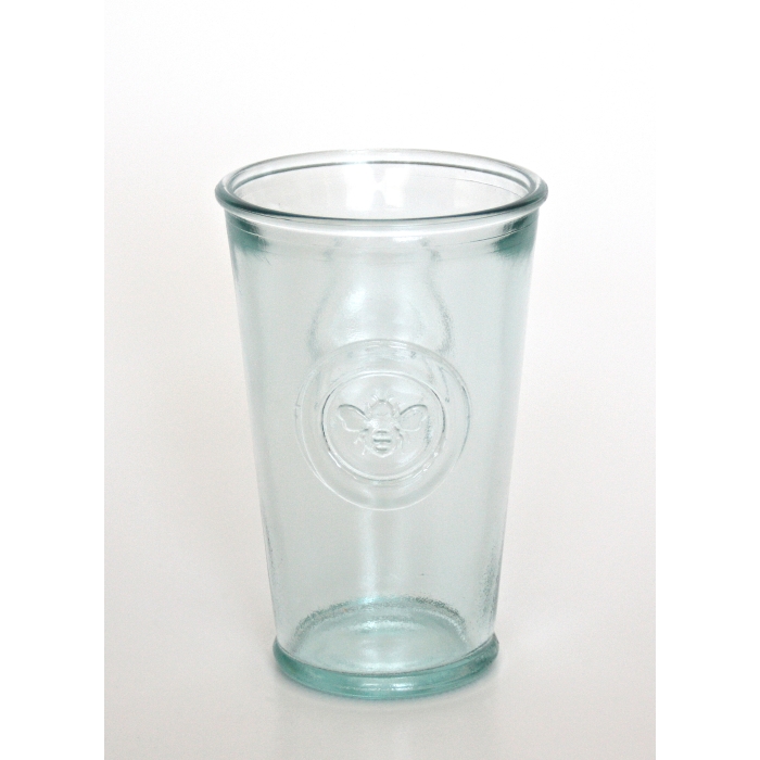 HONEY Wasserglas / Trinkglas, Bienen-Motiv, Recyclingglas, hergestellt in Spanien, recyceltes Glas