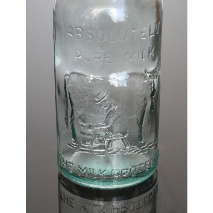 Milchflasche / Glasflasche / Saftflasche, Kuh-Motiv, 1 Liter, Recyclingglas, recyceltes Glas