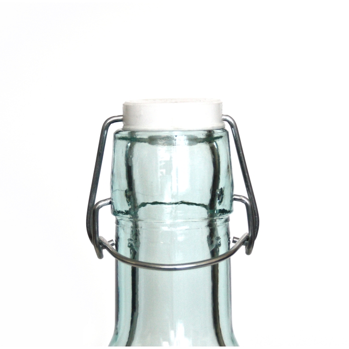 Milchflasche / Flasche / Saftflasche, Kuh-Motiv, 1 Liter, Recyclingglas, recyceltes Glas, Bügelverschluss