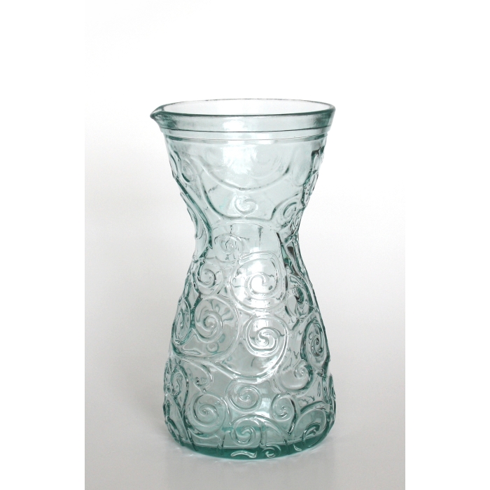 TRIANA Glas-Krug / Karaffe, Ornamente, Recyclingglas, hergestellt in Spanien, reyceltes Glas