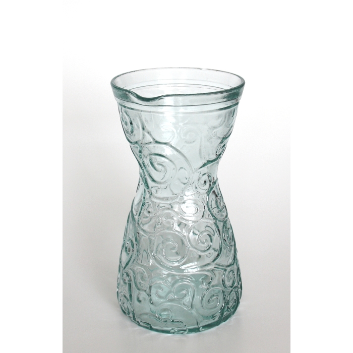 TRIANA Krug / Glas-Karaffe, Ornamente, Recyclingglas, hergestellt in Spanien, reyceltes Glas