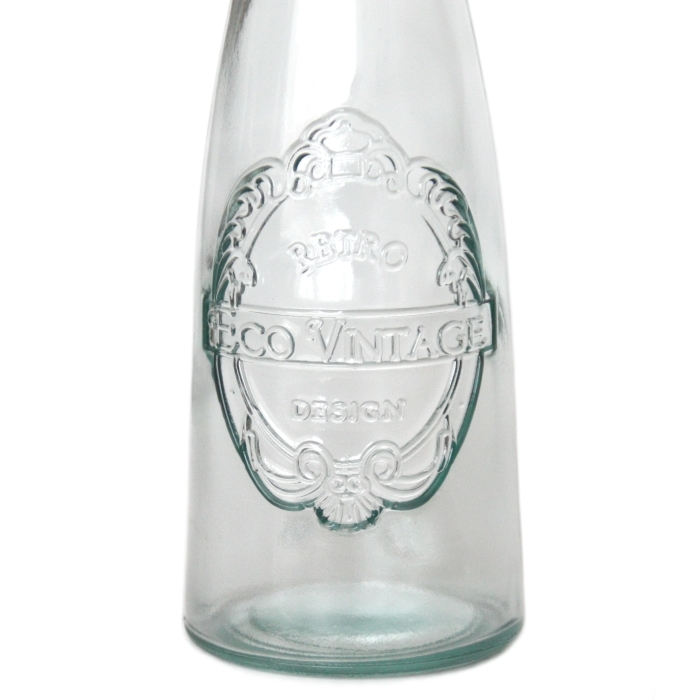 ECOVINTAGE Flasche Ornamentrelief mit Ausgießer, 300 cc, Recyclingglas, Mediterranea Lifestyle, recycelte Glas