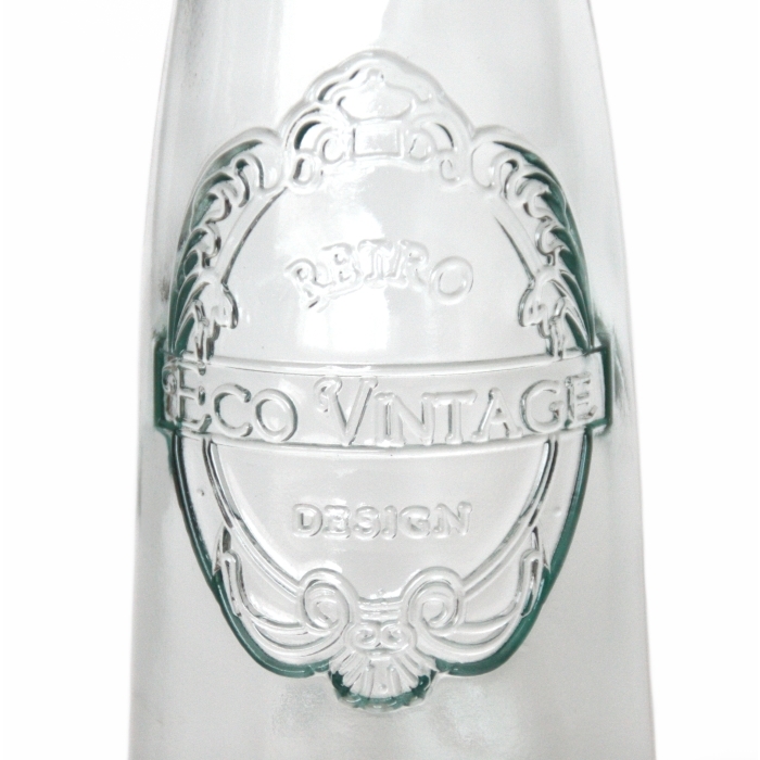 ECOVINTAGE Flasche Ornamentrelief - mit Ausgießer, 300 cc, Recyclingglas, recyceltes Glas, Mediterranea Lifestyle,