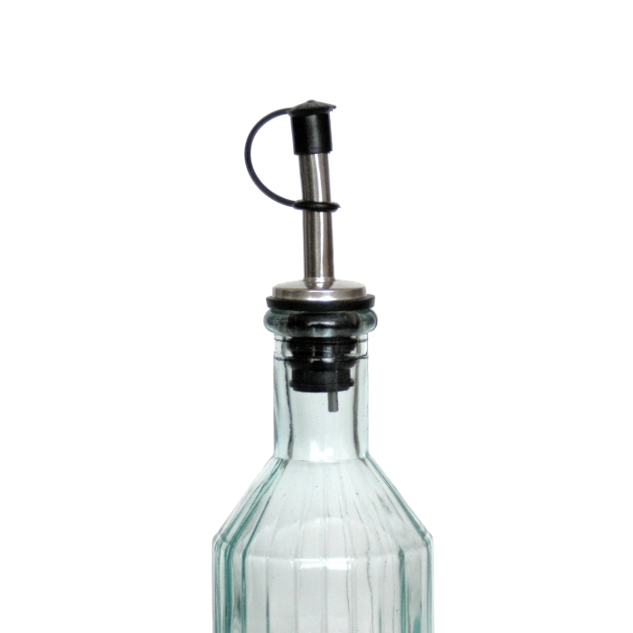 STREPE Flasche mit Edelstahl-Ausgießer, 300 cc, Recyclingglas, Mediterranea Lifestyle, recyceltes Glas