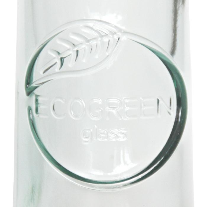 ECOGREEN Flasche mit Edelstahl-Ausgießer, 300 cc, Zierrelief, Recyclingglas, Mediterranea Lifestyle, recyceltes Glas