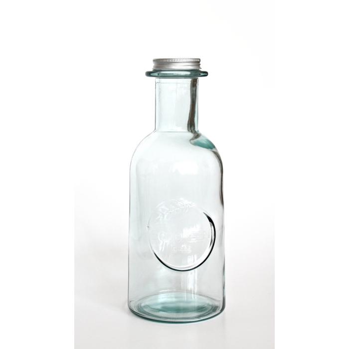 Ecogreen Trinkflasche 1,5 Liter, Schraubverschluss, Recyclingglas, Mediterranea Lifestyle, recyceltes Glas