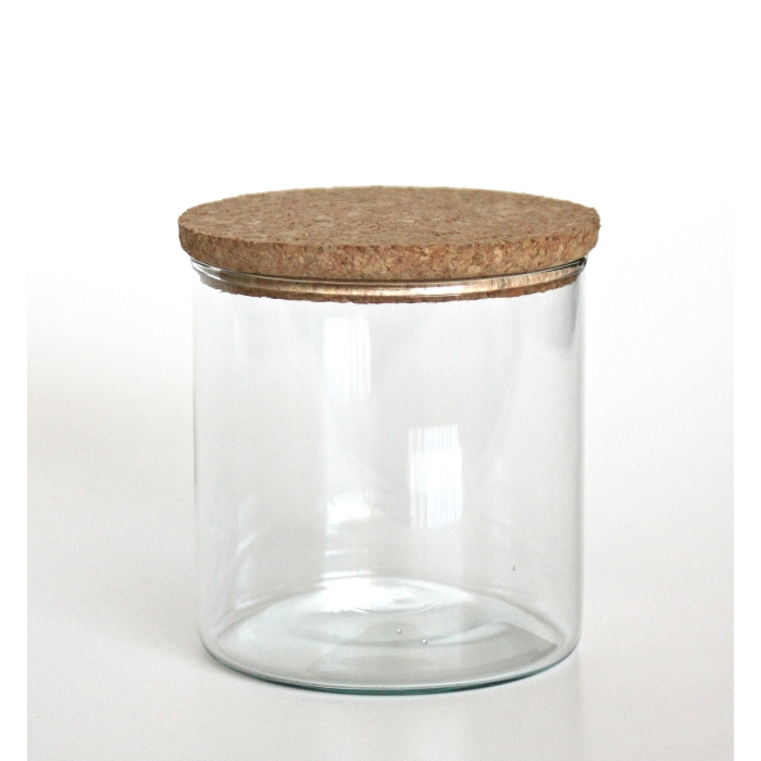 VARI Vorratsglas / Aufbewahrungsglas mit Korkdeckel, 300 cc, Recyclingglas, handgearbeitet