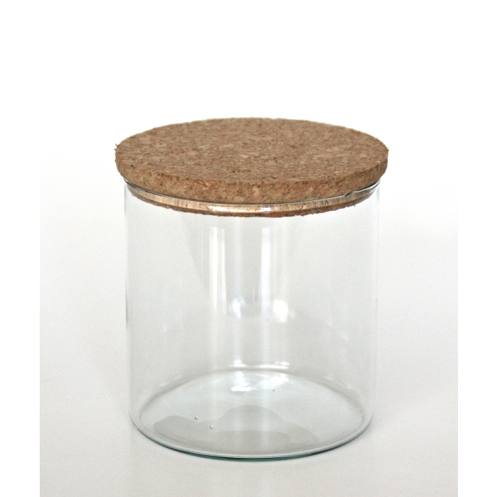 VARI Vorratsglas / Aufbewahrungsglas mit Korkdeckel, 300 cc, Recyclingglas, handgearbeitet, recyceltes Glas
