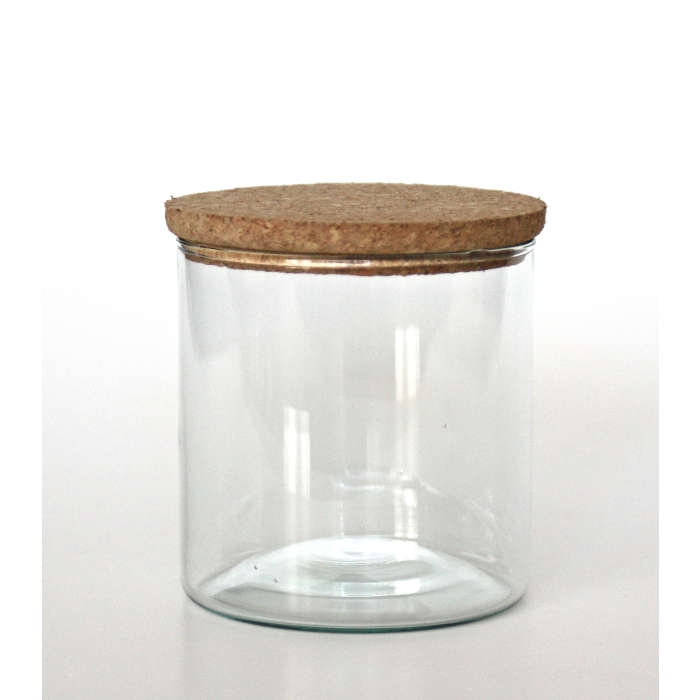 VARI Vorratsglas / Aufbewahrungsbehälter mit Korkdeckel, 300 cc, Recyclingglas, handgearbeitet, recyceltes Glas