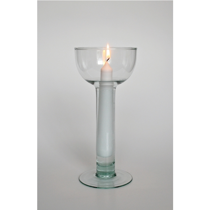 BRUSELA Kerzenhalter / Windlicht z. Befüllen mit Wasser, Recyclingglas, handgearbeitet, recyceltes Glas