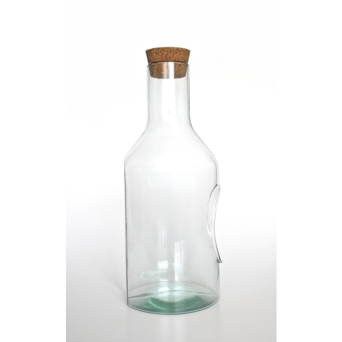 Flaschenvase / Terrarium-Vase / Pflanzgefäß mit Kork, Recyclingglas, hergestellt in Europa, recyceltes Glas