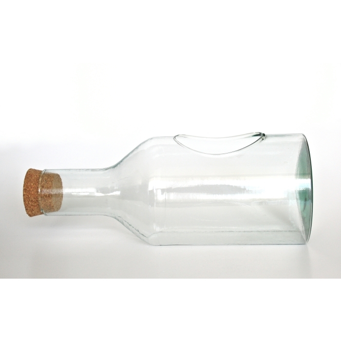 Flaschenvase / Terrarium-Vase / Pflanzgefäß mit Pflanzöffnung, Recyclingglas, hergestellt in Europa, recyceltes Glas