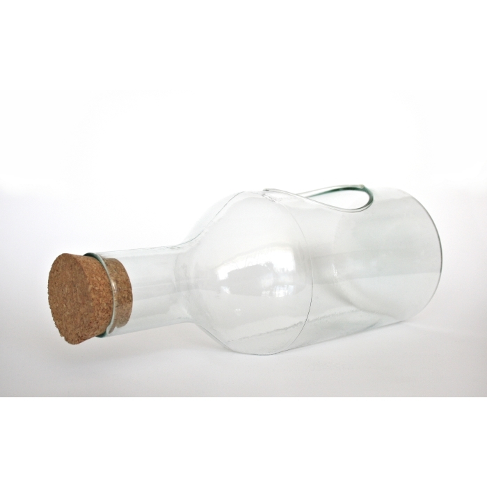 Flaschenvase / Terrarium-Vase / Pflanzgefäß / Kräutertopf, Recyclingglas, hergestellt in Europa, recyceltes Glas