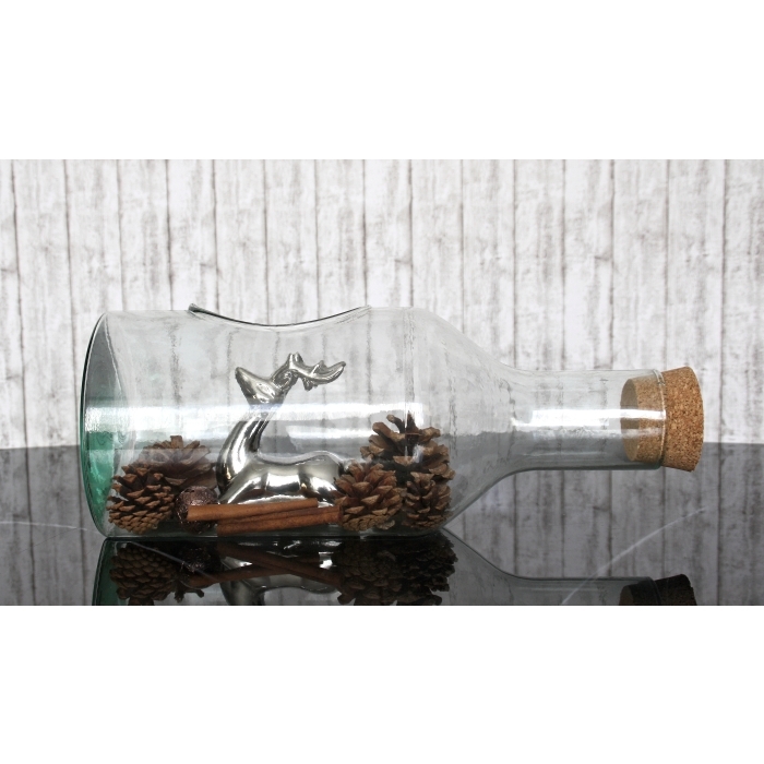 Flaschenvase / Terrarium-Vase / Pflanzgefäß, Recyclingglas, hergestellt in Europa, recyceltes Glas, Dekoration